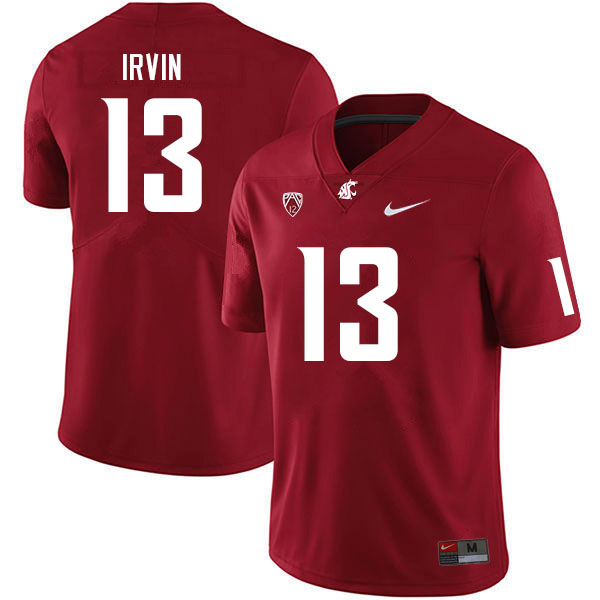 Men #13 Chris Irvin Washington State Cougars College Football Jerseys Sale-Crimson